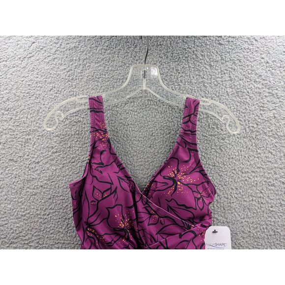 NWT Dolfin Aquashape Womens Moderate Ruched Front One Piece Swimsuit sz 6 - Picture 2 of 12